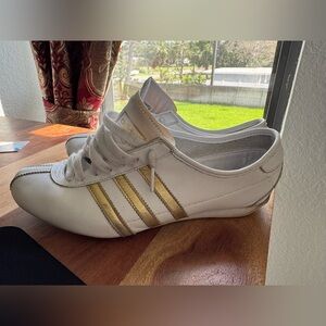 Adidas White and Gold Sneakers Classic Design